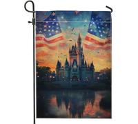 Bandiera da giardino con castello patriottico, stelle rosse e blu bianche, striscione decorativo per la casa, decorazione per prato esterno su entrambi i lati, stile estivo 4 luglio, 30,5 x 45,7 cm