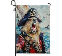 Bandiera da giardino con castoro pirata, bandiera colorata per la casa e il prato, decorazione estiva su entrambi i lati, per feste all'aperto, stile nautico divertente, 30,5 x 45,7 cm