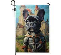 Bandiera da giardino con cavaliere dei cani francesi, striscione decorativo colorato con animali, bandiera su entrambi i lati, per decorazione esterna del prato, 30,5 x 45,7 cm