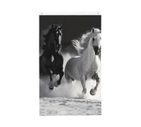 Bandiera da giardino con cavalli bianchi e neri, 9 x 1,5 m, verticale su entrambi i lati, bandiera da giardino, per esterni, cortile, casa, divertente, decorazione per la casa, bandiere da giardino