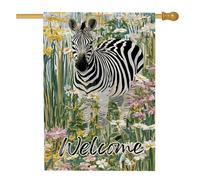 Bandiera da giardino con cavallo a righe di benvenuto, decorazione per la casa e l'estate, decorazione per la casa all'aperto, striscione floreale su entrambi i lati per feste sul prato 71 x 101 cm