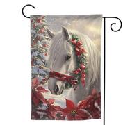 Bandiera da giardino con cavallo bianco da sogno di Natale, bandiere da giardino, 30,5 x 45,7 cm, su entrambi i lati, piccole bandiere da giardino per esterni, decorazione per la casa e per esterni