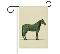Bandiera da giardino con cavallo con un motivo erboso, in iuta su entrambi i lati, 30,5 x 45,7 cm