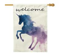 Bandiera da giardino con cavallo magico di benvenuto, striscione decorativo magico per la casa, bandiera a doppio lato in iuta da cortile per vacanze all'aperto decorazione per prato 71 x 101 cm