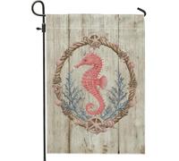 Bandiera da giardino con cavallucci marini, decorazione nautica con pesca, striscione estivo per esterni, bandiera da cortile in iuta su entrambi i lati, decorazione per casa sulla spiaggia, prato