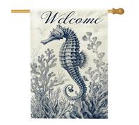 Bandiera da giardino con cavallucci marini nautici, bandiera blu costiera marina, decorazione estiva per esterni, bandiera artistica su entrambi i lati per casa e giardino, 71 x 101 cm