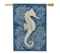 Bandiera da giardino con cavallucci marini nautici, bandiera blu oceano decorazione per esterni, bandiera da giardino in iuta su entrambi i lati, decorazione estiva per la casa e la spiaggia, 71 x 101