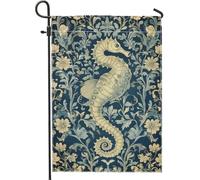 Bandiera da giardino con cavallucci marini, striscione decorativo blu con vita marina, bandiera da cortile in iuta su entrambi i lati, per decorazione estiva per esterni, 30,5 x 45,7 cm