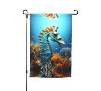 Bandiera da giardino con cavalluccio marino blu, bandiera da giardino stampata bifacciale, graziose bandiere rustiche per decorazioni da esterno, 12 x 18 pollici