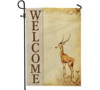 Bandiera da giardino con cervi autunnali, striscione decorativo beige caldo per animali selvatici, bandiera su entrambi i lati, in iuta, decorazione stagionale per esterni, 30,5 x 45,7 cm