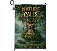 Bandiera da giardino con cervi, fantasiosa bandiera rustica per telefono, foresta, natura, verde, doppia faccia, piccola bandiera da giardino per esterni, prato, portico, patio, ingresso, 30,5 x 45,7