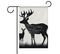 Bandiera da giardino con cervo, bandiera da giardino floreale primaverile ed estiva, 30x45 cm, decorazione bifacciale per esterni, per la primavera, l'inverno e la fattoria, resistente allo sbiadime