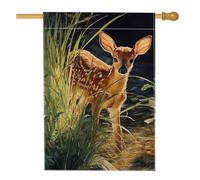 Bandiera da giardino con cervo cerbiatto primaverile, bandiera marrone per esterni, bandiera a doppio lato in iuta per prato decorazione a tema natura per la casa 71 x 101 cm
