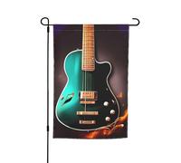 Bandiera da giardino con chitarra verde musicale, 30,5 x 45,7 cm, primavera, estate, autunno, inverno, bandiere stagionali su entrambi i lati, bandiere per le vacanze, per esterni, interni, cortile