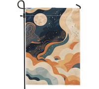 Bandiera da giardino con cielo notturno al chiaro di luna, bandiere decorative per la casa, bandiere astratte su entrambi i lati, in iuta, decorazione per feste all'aperto, prato, 30,5 x 45,7 cm