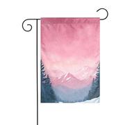 Bandiera da giardino con cielo rosa con fiocchi di neve che cadono 30 x 45 cm verticale su entrambi i lati per fattoria vacanze decorazioni esterne bandiera cortile