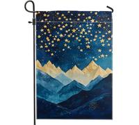 Bandiera da giardino con cielo stellato e montagna, decorazione per la casa e il cortile, decorazione decorativa per esterni su entrambi i lati, per tutto l'anno, 30,5 x 45,7 cm