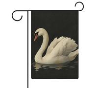 Bandiera da giardino con cigno bianco galleggiante sull'acqua, bandiera da giardino, per esterni, festività, festività, juta, double face, 30,5 x 45,7 cm