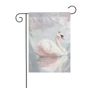 Bandiera da giardino con cigno che scorre sull'acqua calma 30 x 45 cm verticale su entrambi i lati per fattoria vacanze esterne decorazioni da cortile bandiera