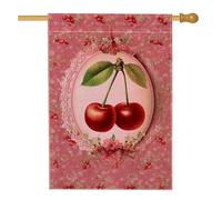 Bandiera da giardino con ciliegie, bandiera decorativa vintage con frutti di pesca, bandiera decorativa in iuta su entrambi i lati, per primavera estate e esterni, decorazione per prato 71 x 101 cm