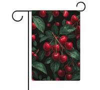 Bandiera da giardino con ciliegie e frutti, in tela da imballaggio, double face, 30,5 x 45,7 cm