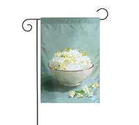 Bandiera da giardino con ciotola di riso bianca, 30 x 45 cm, verticale, double face, decorazione per case in campagna, vacanze esterne, bandiera da cortile
