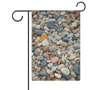 Bandiera da giardino con ciottoli colorati da spiaggia su entrambi i lati, 30,5 x 45,7 cm, bandiera verticale in lino, bandiere per la casa durevoli per feste decorative all'aperto