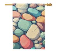 Bandiera da giardino con ciottoli primaverili ed estivi, design artistico in pietra multicolore, bandiera da cortile per esterni, bandiera su entrambi i lati, decorazione per la casa e il prato