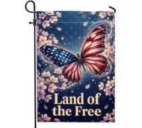 Bandiera da giardino con citazione patriottica a farfalla, 30,5 x 45,7 cm | Tema patriottico americano, bandiera da cortile, accenti di fiori di ciliegie, stampa su entrambi i lati