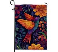 Bandiera da giardino con colibrì vivace, striscione decorativo floreale colorato per esterni, per l'estate, bandiera da cortile su entrambi i lati, per la decorazione della casa e del giardino, 30,5 x