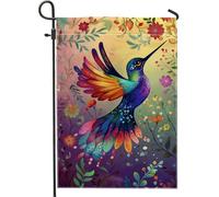 Bandiera da giardino con colibrì vivace, striscione floreale colorato per la casa, bandiera da cortile su entrambi i lati, decorazione stagionale per prato all'aperto, perfetta come regalo primaverile