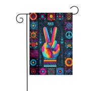 Bandiera da giardino con collage di vari simboli della pace, 30 x 45 cm, verticale, double face, decorazione per casa colonica