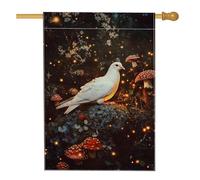 Bandiera da giardino con colomba bianca, decorazione per la casa con funghi della foresta incantata, bandiera da giardino su entrambi i lati, decorazione autunnale per esterni, 71 x 101 cm