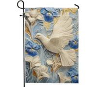 Bandiera da giardino con colomba primaverile ed estiva, decorazione floreale blu per la casa e il giardino, bandiera da giardino in tessuto su entrambi i lati, decorazione per esterni, 30,5 x 45,7