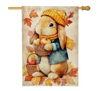 Bandiera da giardino con coniglietto autunnale, grazioso coniglio con mele, striscione decorativo per esterni, bandiera su entrambi i lati per la decorazione stagionale della casa, 71 x 101 cm