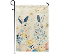 Bandiera da giardino con coniglietto floreale, decorazione primaverile blu con farfalle, design su entrambi i lati per esterni prato e patio, adorabile bandiera per le vacanze per casa e giardino 30,5