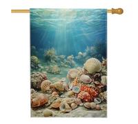 Bandiera da giardino con coralli sottomarini, striscione decorativo colorato con conchiglie oceaniche, bandiera su entrambi i lati per cortile per la decorazione estiva all'aperto del prato, 71 x 101