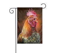 Bandiera da giardino con coronamento del gallo, 30 x 45 cm, verticale, double face, decorazione per case in campagna, vacanze, esterni, bandiera da cortile