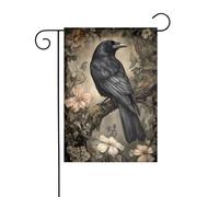 Bandiera da giardino con corvo nero appollaiato sul ramo 30 x 45 cm verticale su entrambi i lati per case coloniche vacanze esterne decorazioni da cortile bandiera