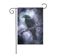 Bandiera da giardino con corvo su un ramo, 30 x 45 cm, verticale, double face, decorazione per case in campagna