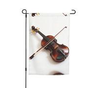 Bandiera da giardino con croce e arco per violino su entrambi i lati, 30,5 x 45,7 cm, decorazione da cortile per esterni, resistente allo sbiadimento, striscione decorativo stagionale per patio prato