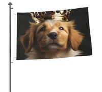 Bandiera da giardino con cucciolo con corona, 6 x 0,9 m, bandiera per esterni, bandiera a prova di brezza, bandiere a prova di scolorimento, per casa, casa, decorazione interna ed esterna