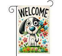 Bandiera da giardino con cucciolo su entrambi i lati, 30,5 x 45,7 cm, decorazione floreale primaverile estiva
