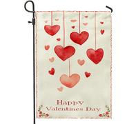 Bandiera da giardino con cuori, romantici fiori da appendere per San Valentino, colore rosso, su entrambi i lati, piccola bandiera da giardino per esterni, prato, portico, patio, ingresso, 30,5 x 45,7