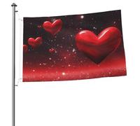 Bandiera da giardino con cuori rossi, 2 x 3 m, bandiera da giardino su entrambi i lati, resistente allo sbiadimento, bandiera per esterni, divertente bandiera per vacanze con occhielli in metallo per
