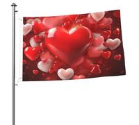 Bandiera da giardino con cuori rossi, 6 x 0,9 m, bandiera per esterni, bandiera a prova di brezza, bandiere a prova di sbiadimento, per casa, casa, decorazione interna ed esterna