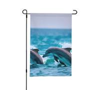 Bandiera da giardino con delfini nel mare, 30,5 x 45,7 cm, perfetta per San Valentino e decorazioni primaverili