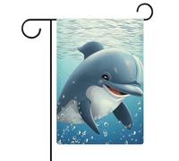 Bandiera da giardino con delfini, su entrambi i lati, 30,5 x 45,7 cm, bandiera verticale in lino, bandiere per casa durevoli per feste decorative esterne