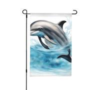 Bandiera da giardino con delfino oceano che guarda te, 30,5 x 45,7 cm, perfetta per San Valentino e decorazioni primaverili