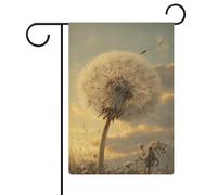 Bandiera da giardino con dente di leone nel vento, per vacanze stagionali, in iuta, double face, per casa, cortile, bandierine per esterni, 30,5 x 45,7 cm